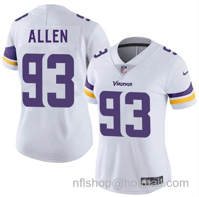 Women's Minnesota Vikings #93 Jonathan Allen White 2025 Vapor Untouchable Limited Stitched Football Jersey