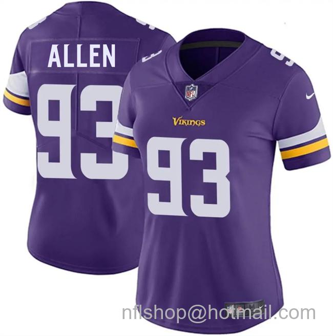 Women's Minnesota Vikings #93 Jonathan Allen Purple 2025 Vapor Untouchable Limited Stitched Football Jersey