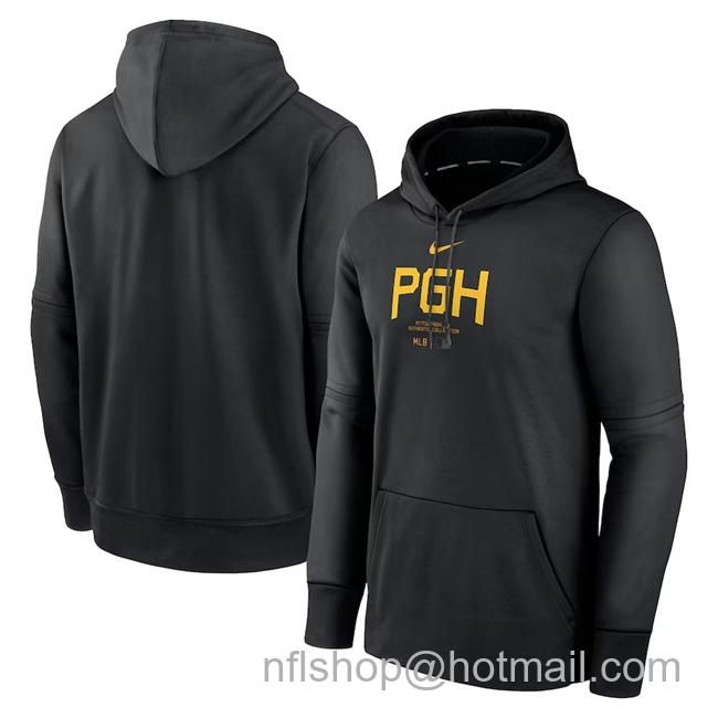 Men's Pittsburgh Pirates Black Collection City Connect Practice Performance Pullover Hoodie