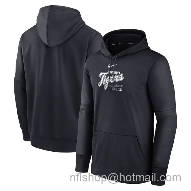 Men's Detroit Tigers Navy Collection Practice Performance Pullover Hoodie