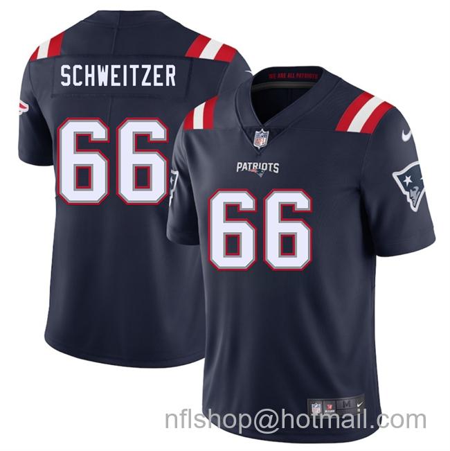 Men's New England Patriots #66 Wes Schweitzer Navy 2025 Vapor Limited Stitched Football Jersey