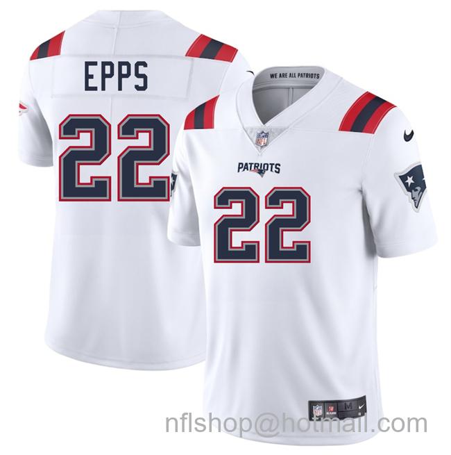 Men's New England Patriots #22 Marcus Epps White 2025 Vapor Limited Stitched Football Jersey