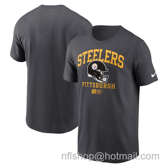 Men's Pittsburgh Steelers Anthracite Helmet Essential T-Shirt