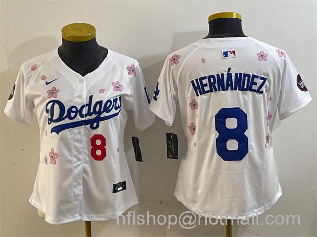 Women's Los Angeles Dodgers #8 Enrique Hernandez White 2025 Tokyo Series Limited Stitched Baseball Jersey