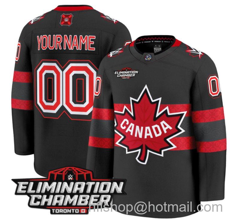 Men's Team Canada Custom Elimination Chamber Toronto Jersey 2025 Premium All Stitched Black