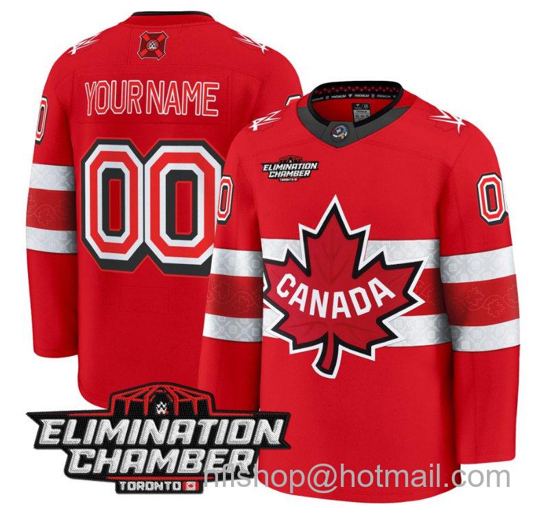 Men's Team Canada Custom Elimination Chamber Toronto Jersey 2025 Premium All Stitched Red