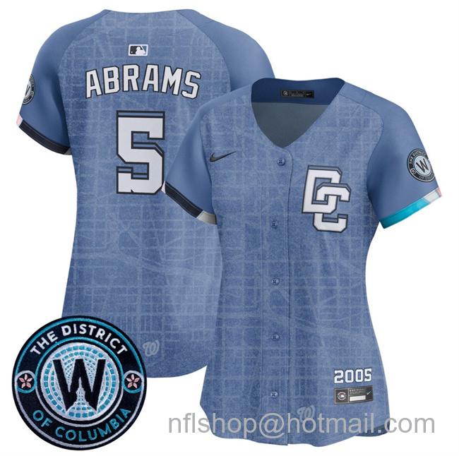 Women's Washington Nationals #5 CJ Abrams Blue 2025 City Connect Limited Stitched Baseball Jersey