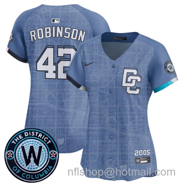 Women's Washington Nationals #42 Jackie Robinson Blue 2025 City Connect Limited Stitched Baseball Jersey