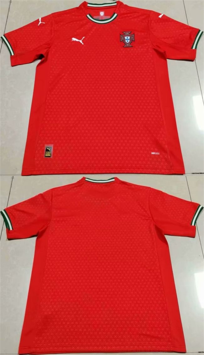 Men's Portugal Team Blank 2025 Red Home Soccer Jersey