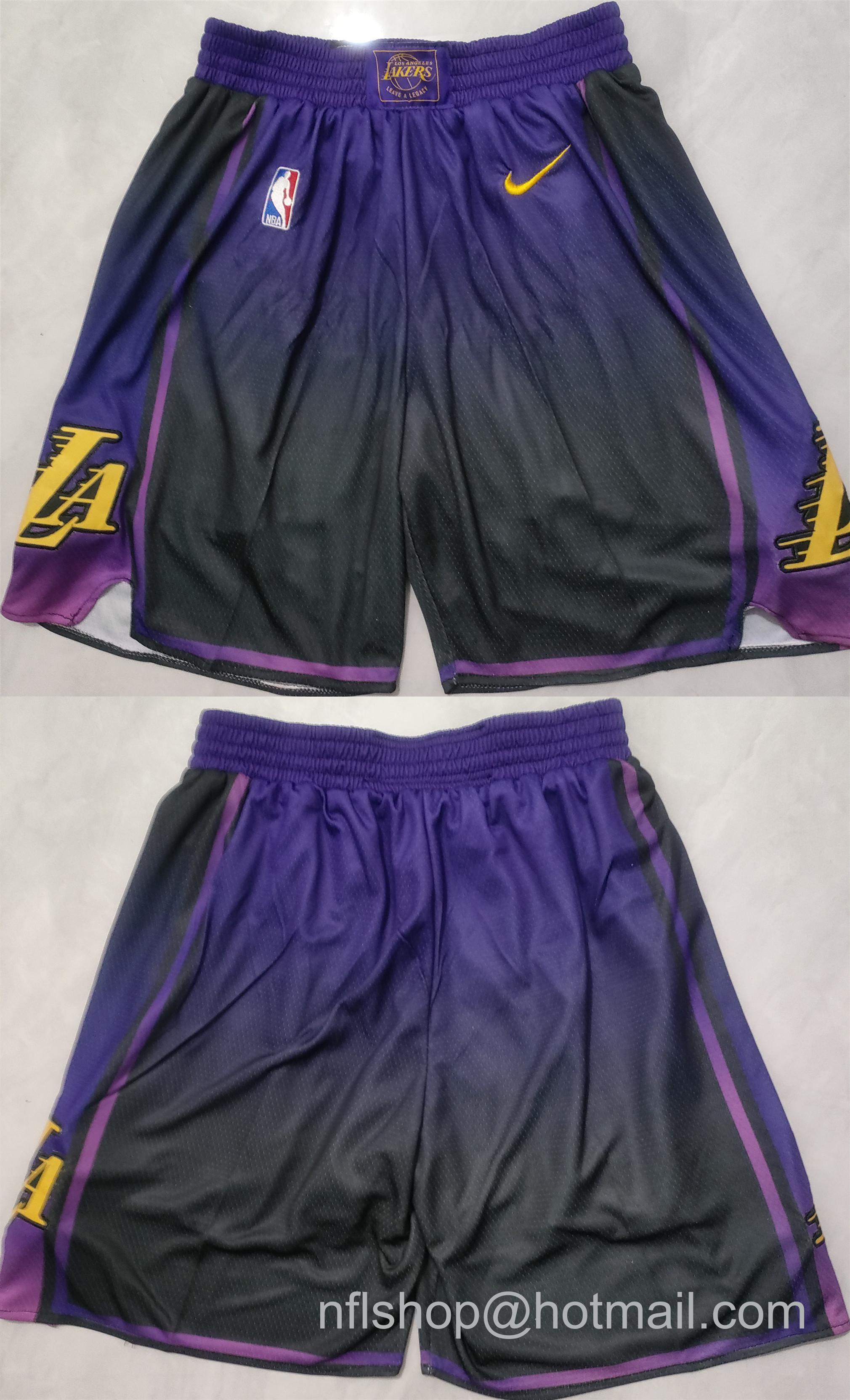 Men's Los Angeles Lakers Purple Black Shorts (Run Small)