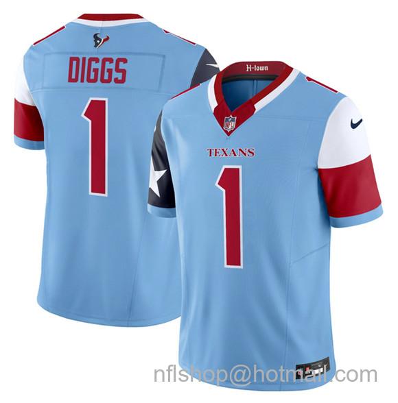 Men's Houston Texans #1 Stefon Diggs Blue 2024 F.U.S.E. V5 Limited Stitched Football Jersey