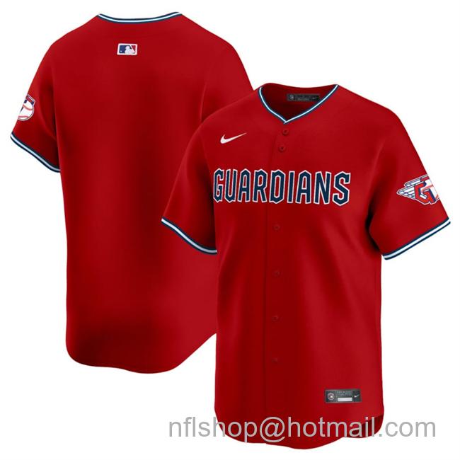 Men's Cleveland Guardians Blank Red Alternate Limited Stitched Baseball Jersey