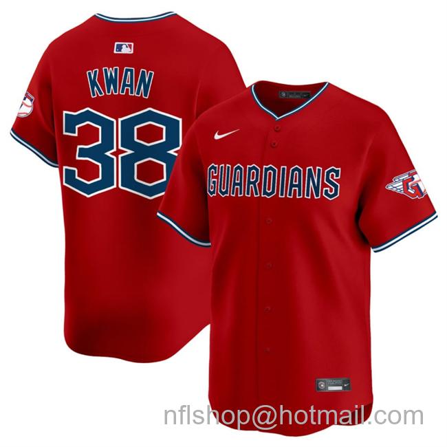 Men's Cleveland Guardians #38 Steven Kwan Red Alternate Limited Stitched Baseball Jersey