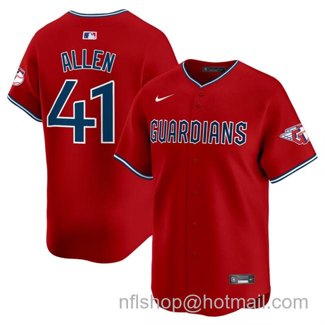 Men's Cleveland Guardians #41 Carlos Santana Red Alternate Limited Stitched Baseball Jersey