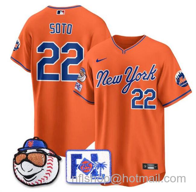 Youth New York Mets #22 Juan Soto Orange 2025 Spring Training Stitched Baseball Jersey