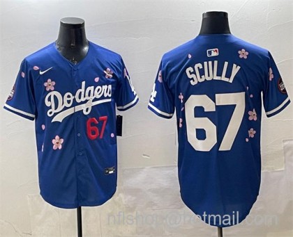 Men's Los Angeles Dodgers #67 Vin Scully Royal 2025 Tokyo Series Limited Stitched Baseball Jersey