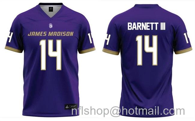 Men's James Madison University ACTIVE PLAYER Custom Purple Stitched Football Jersey