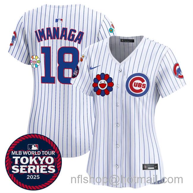 Women's Chicago Cubs #18 Shōta Imanaga White 2025 Tokyo Series Limited Stitched Baseball Jersey