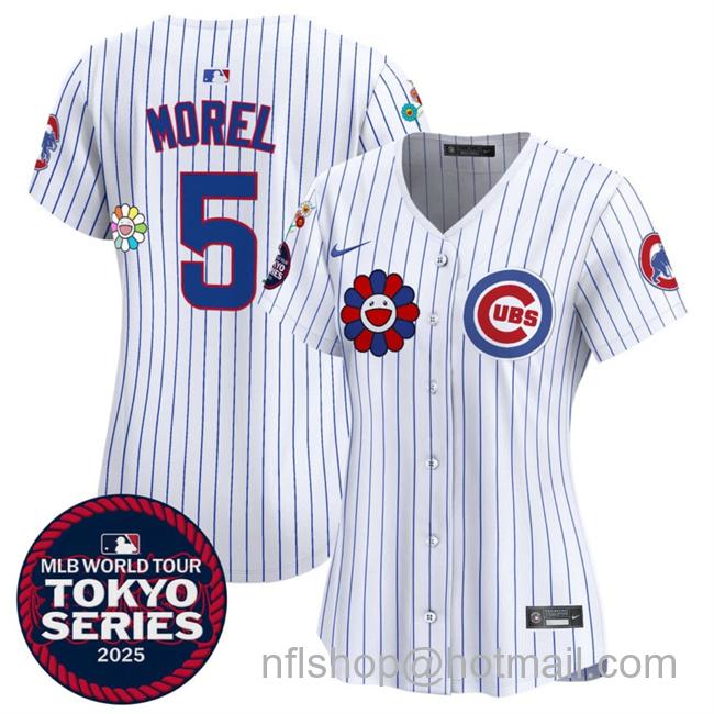 Women's Chicago Cubs #5 Christopher Morel White 2025 Tokyo Series Limited Stitched Baseball Jersey
