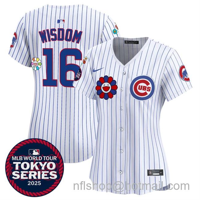 Women's Chicago Cubs #16 Patrick Wisdom White 2025 Tokyo Series Limited Stitched Baseball Jersey
