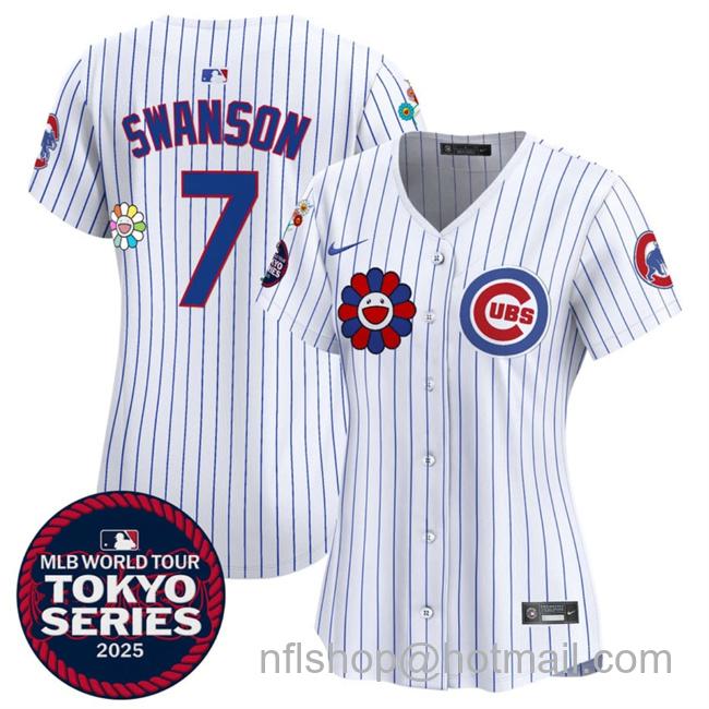 Women's Chicago Cubs #7 Dansby Swanson White 2025 Tokyo Series Limited Stitched Baseball Jersey