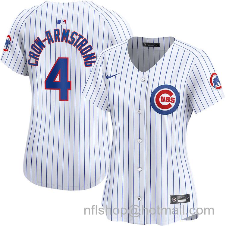 Women's Chicago Cubs #4 Pete Crow-Armstrong White Home Limited Stitched Baseball Jersey