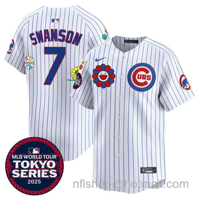 Youth Chicago Cubs #7 Dansby Swanson White 2025 Tokyo Series Limited Stitched Baseball Jersey