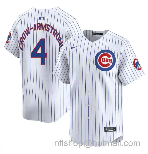 Men's Chicago Cubs #4 Pete Crow-Armstrong White Home Limited Stitched Baseball Jersey