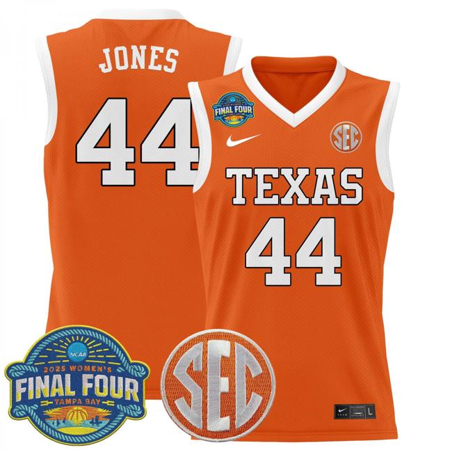 Women's Nike Taylor Jones Jersey #44 Texas Longhorns 2025 NCAA Women's Basketball Sec Final Four Patch Orange