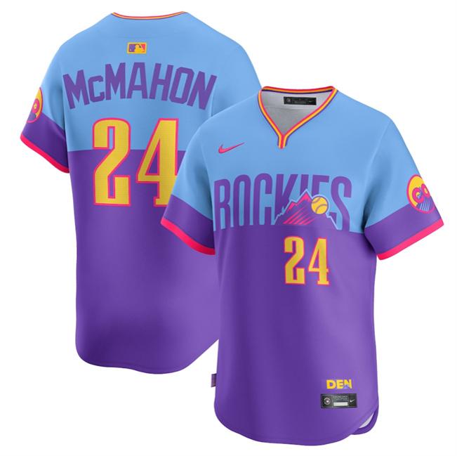Men's Colorado Rockies ACTIVE PLAYER Custom Purple Light Blue 2025 City Connect Limited Stitched Baseball Jersey
