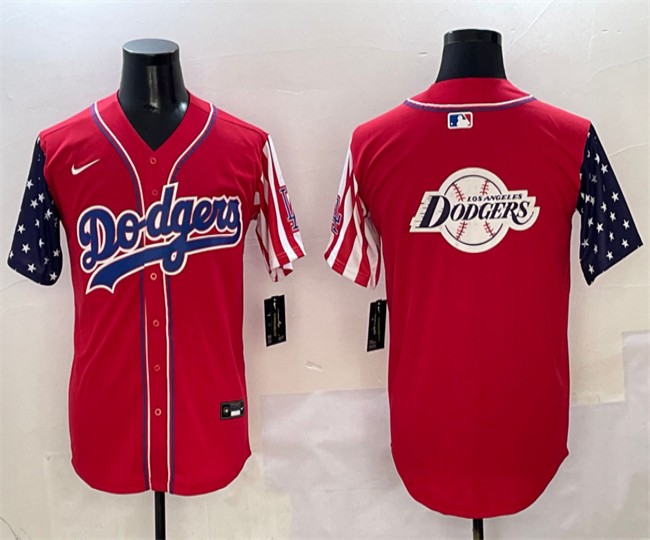 Men's Los Angeles Dodgers Team Big Logo Red Limited Stitched Baseball Jerseys