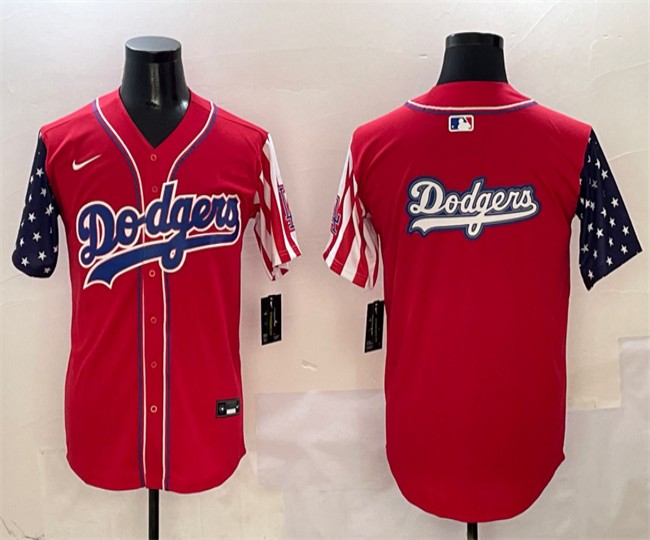 Men's Los Angeles Dodgers Team Big Logo Red Limited Stitched Baseball Jersey