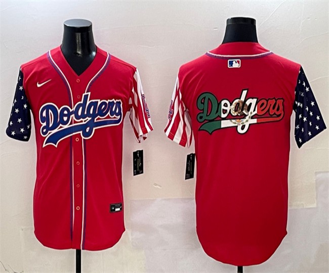 Men's Los Angeles Dodgers Team Big Logo Red Limited Stitched MLB Jersey