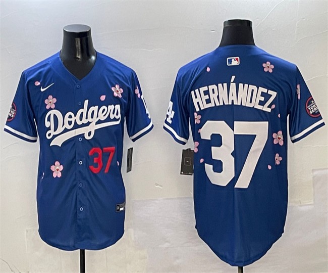Men's Los Angeles Dodgers #37 Teoscar Hernandez Royal 2025 Tokyo Series Limited Stitched Baseball Jersey