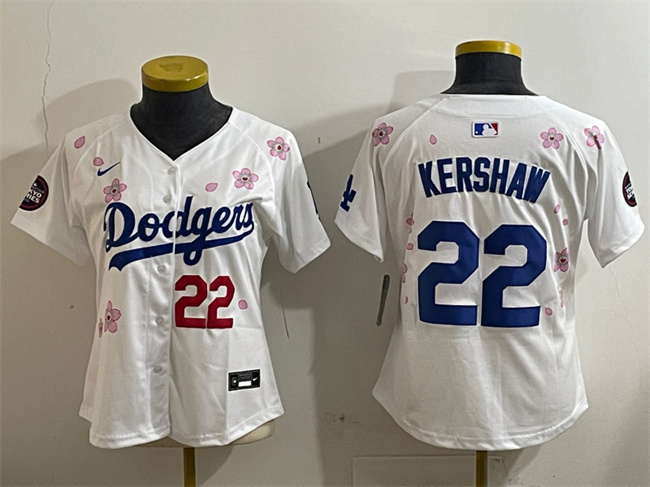 Women's Los Angeles Dodgers #22 Clayton Kershaw White 2025 Tokyo Series Limited Jersey