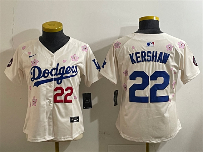 Women's Los Angeles Dodgers #22 Clayton Kershaw Cream 2025 Tokyo Series Limited Jersey