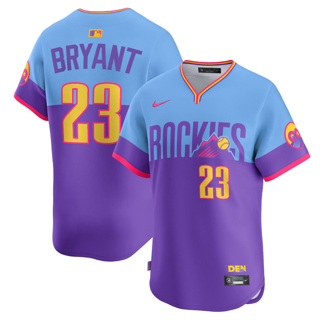 Youth Colorado Rockies #23 Kris Bryant Purple Light Blue 2025 City Connect Limited Jersey