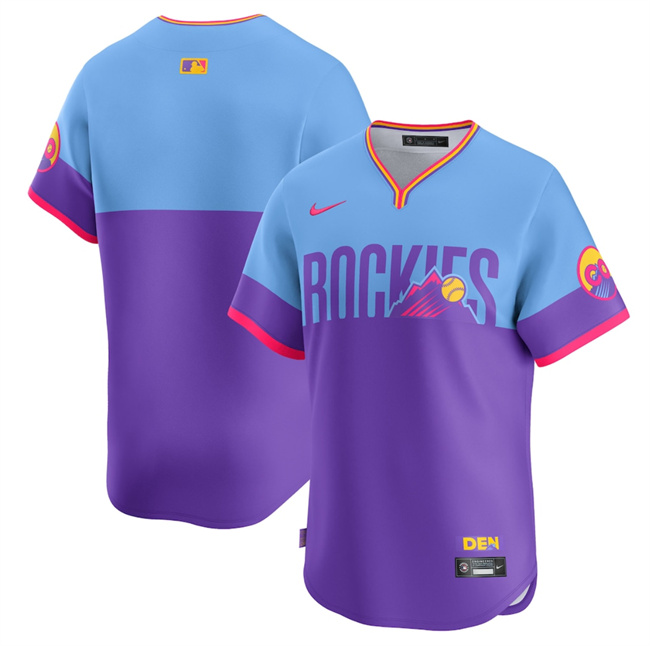 Youth Colorado Rockies Blank Purple Light Blue 2025 City Connect Limited Stitched Jersey