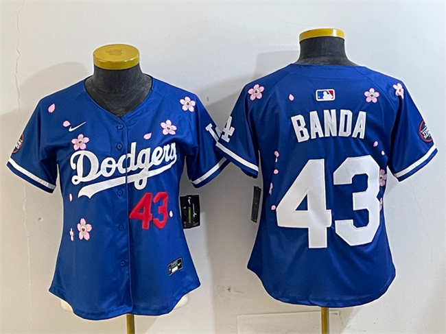Women's Los Angeles Dodgers #43 Anthony Banda Royal 2025 Tokyo Series Limited Stitched Baseball Jersey