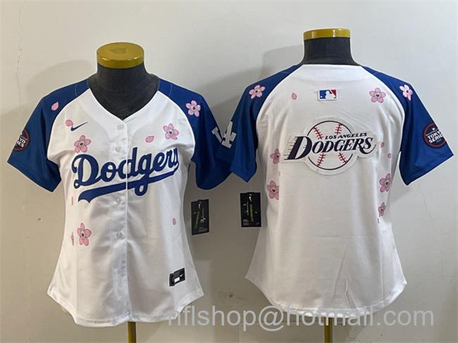 Women's Los Angeles Dodgers Team Big Logo White Royal 2025 Tokyo Series Limited Stitched Baseball Jerseys