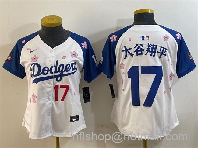 Women's Los Angeles Dodgers #17 大谷翔平 White Royal 2025 Tokyo Series Limited Stitched Baseball Jersey