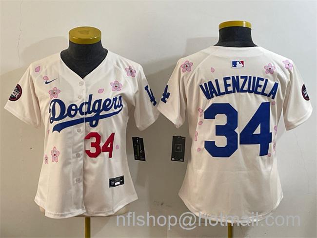 Youth Los Angeles Dodgers #34 Fernando Valenzuela Cream 2025 Tokyo Series Limited Stitched Baseball Jersey