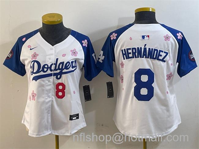 Youth Los Angeles Dodgers #8 Enrique Hernandez White Royal 2025 Tokyo Series Limited Stitched Baseball Jersey