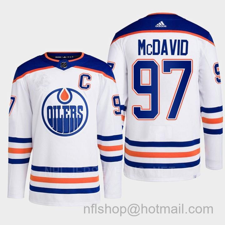 Men's Edmonton Oilers #97 Connor McDavid White Adidas Away Stitched Hockey Jersey