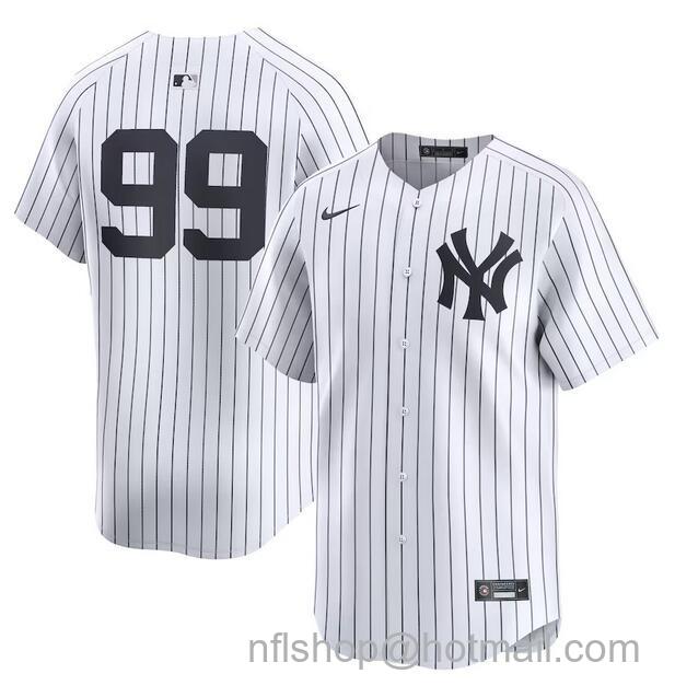 Men's New York Yankees #99 Aaron Judge White Home Limited Stitched Baseball Jersey NO NAME
