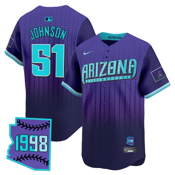 Men's Arizona Diamondbacks #51 Randy Johnson Nike 2025 City Connect 1998 Limited Stitched Jersey