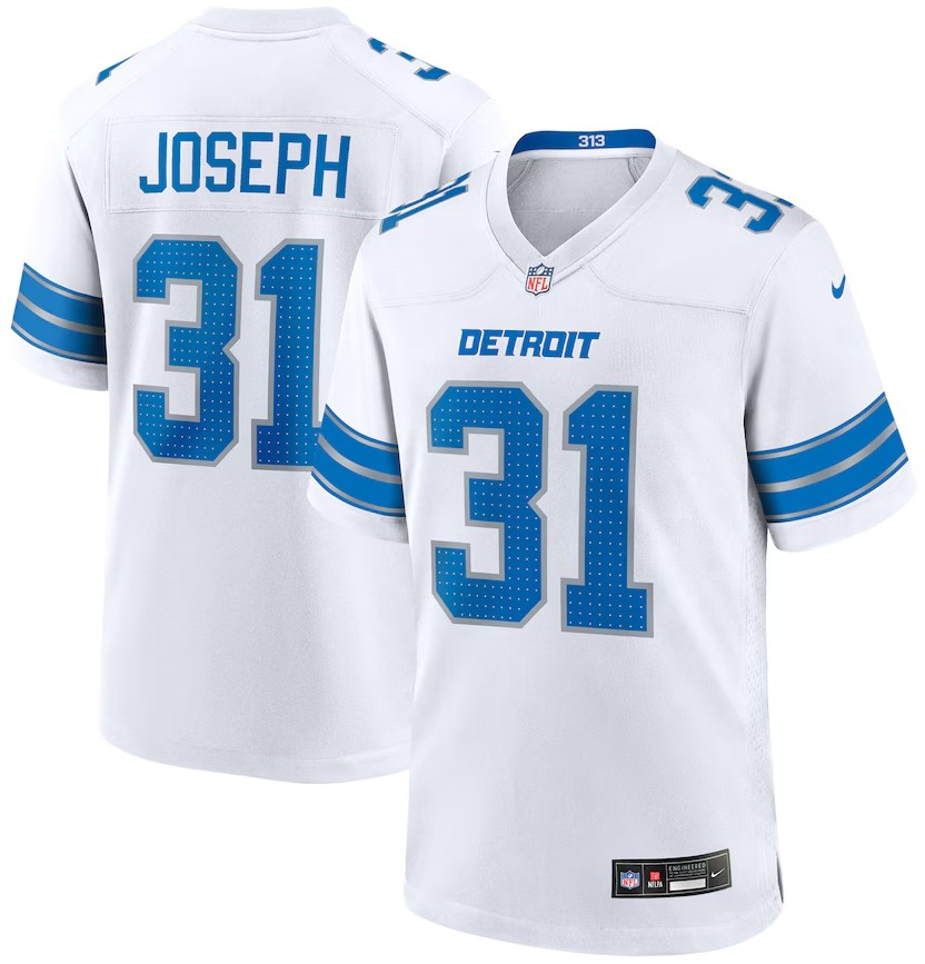 Youth Detroit Lions #31 Kerby Joseph Nike Game Jersey - White