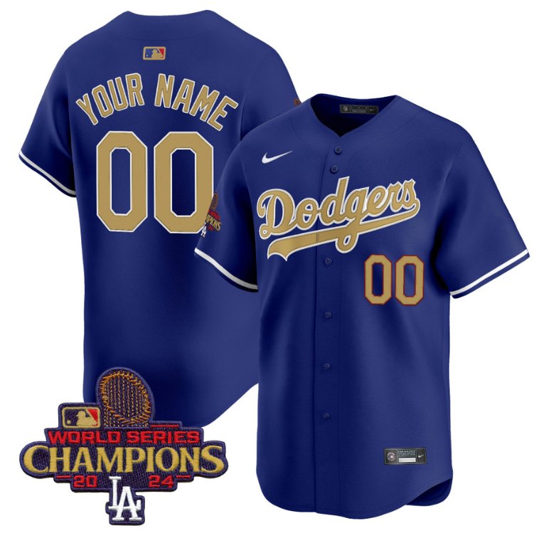 Custom Los Angeles Dodgers Jersey 2025 Gold Vapor Premier Limited Stitched Royal