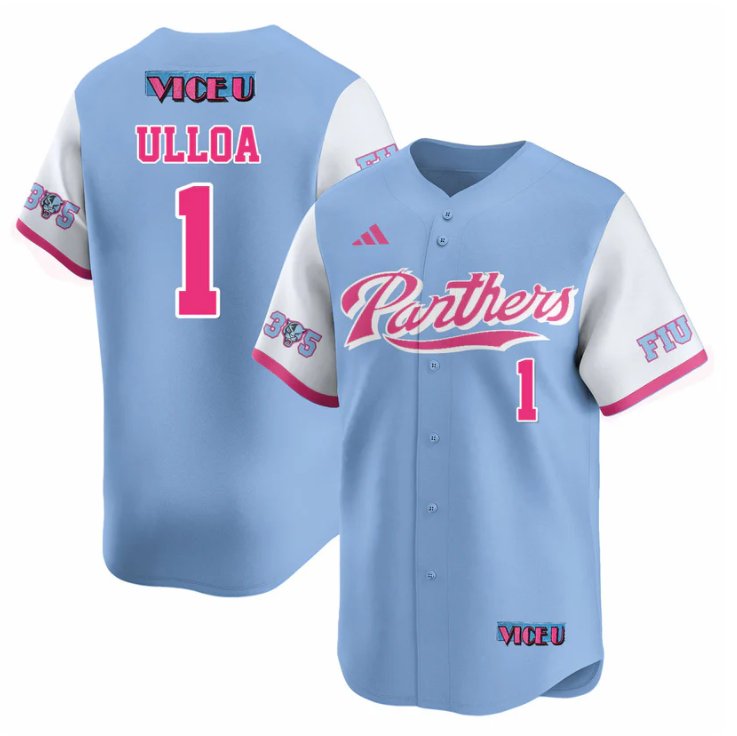 Men's Alex Ulloa Jersey #1 FIU Panthers Baseball 2025 Vice U Stitched Blue
