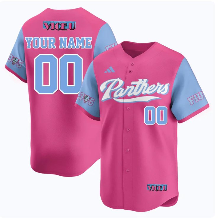 Custom FIU Panthers College Baseball Jersey adidas 2025 Vice U Stitched Pink